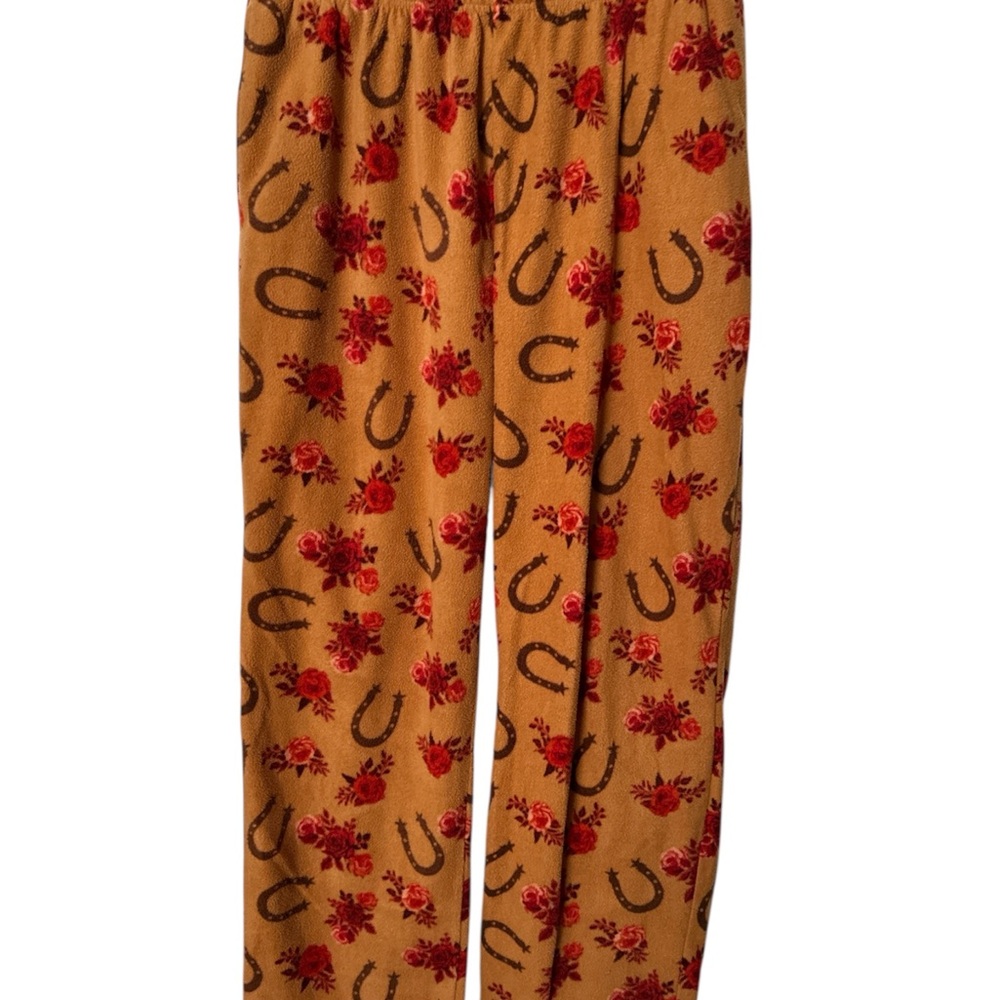 ☑️Red Floral and Horseshoe Pajama Pants